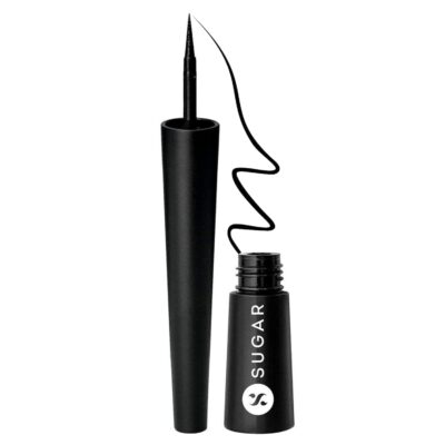 SUGAR Cosmetics Gloss Boss 24Hr Glossy Eyeliner Gel With Brush | Smudeproof & Waterproof - 01 Back In Black (Black Eyeliner) | 3Ml