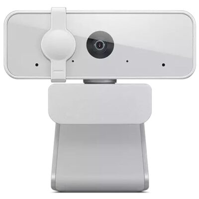 Lenovo 300 FHD Webcam with Full Stereo Dual Built-in Mics | FHD 1080P 2.1 Megapixel CMOS Camera with USB |Ultra-Wide 95° Lens, 4X Digital Zoom | 360 Rotation | Flexible Mount | Cloud Grey