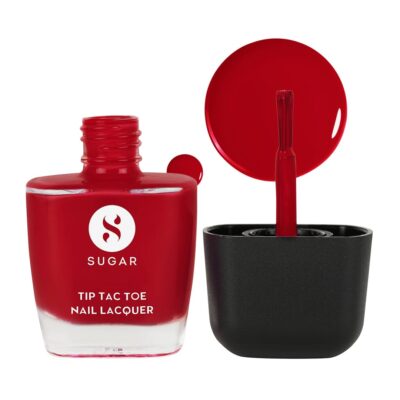 SUGAR Cosmetics Tip Tac Toe Nail Lacquer Classic | Long-lasting, 100% Chip-resistant & Glossy Finish | 10ml - 25 Crimson Canopy - 9ml
