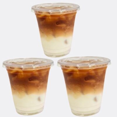 Infipack - 200ML Disposable Cup with Dome & Sipper Lid | Use & Throw Cups for Juice, Milkshake, Cold Coffee & Beverage Cup | Durable and Leak Friendly (50, Transparent, with Flat Lid)