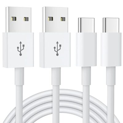 USB C Charger Cable 2Pack 3FT/1M Type C Charger Fast Charging Compatible for Samsung Galaxy S23 S22 S21 Note 10 9 8, Huawei, Google Pixel, Sony Xperia-White