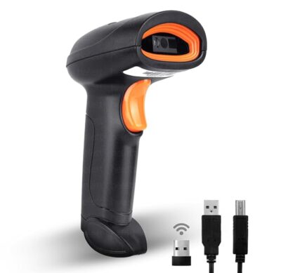 Helett® HT20™ Wireless 2.4GHz 2D & 1D Barcode Scanner (QR Code & Barcode) Wired & Wireless(Rechargeable) Connectivity | Induction Scanning with Built-in Illumination Light |Strong ABS (1-Year Warranty)