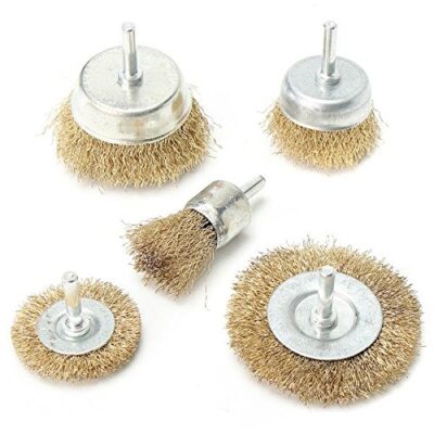 XTREMEPOWER Multipurpose Wire Brass Brush Set to Remove Paint, Dust, Dirt, Medium (Golden) - Set of 5