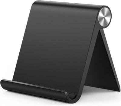 STRIFF Multi Angle Tablet Tabletop Stand. Holder for iPhone, Android, Samsung, OnePlus, Xiaomi. Portable, Foldable Stand. Perfect for Bed, Office, Home, Gift and Desktop (Black)