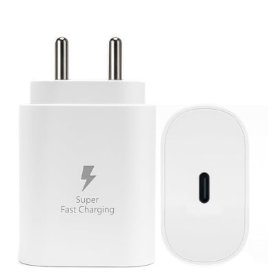 Samsung 25W USB-C Super-Fast Adapter (White) | for Galaxy S25, S24, S22/Plus/Ultra/FE/Edge, S24fe/Z Fold/Flip 7/6/A/M/F/06/36/16/17/35,56/55/26/05/15/14/06/5G/4G, Tab/A9/A8/A7/S10/S9/S8, 25 w Charger