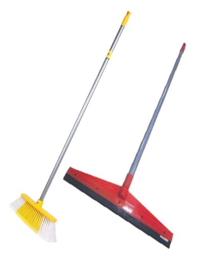 HIC Cleaning Floor Broom/Brush with extendable Rod with Bathroom Wiper Standard Size