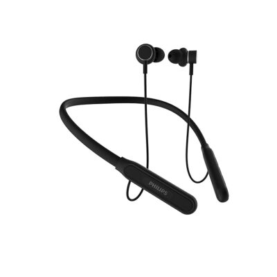 Philips TAN1150BK/94 Wireless Neckband with 60 Hr Playtime, Fast Charging, 13mm Deep Bass Drivers, AI ENC Mic, Multipoint Connectivity, Bluetooth v5.3, IPX5 Water Resistance (Deep Black)