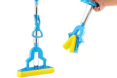 WAYRON Butterfly Sponge Mop with Stainless Steel Handle | Wet & Dry Roller Mop for Floor and Bathroom Cleaning | Absorbent PVA Sponge, Reusable Home Cleaner