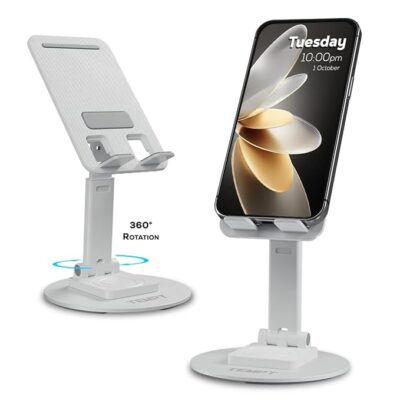 TEMPT Flexi Pro Mobile Stand with 360°Rotatable & Height Adjustable, Portable and Foldable Mobile Stand with Stable Base, Mobile Holder for Smartphones, Tablets (White)