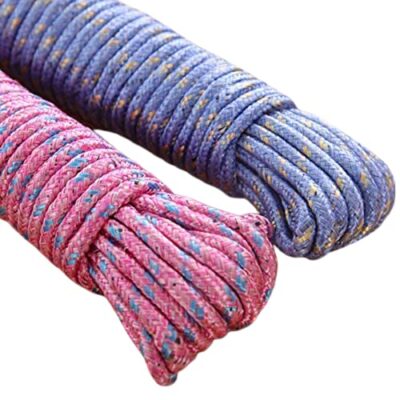 SWAPNIL Cloth Line for Drying Clothes, Nylon Braided Cotton Rope, 20 Mtr, Pack of 2