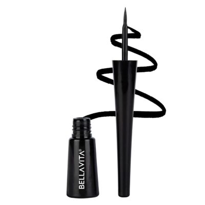 BELLAVITA Intense Drama Waterproof Smudge Proof Eyeliner 3.5ml, Black, Matte Finish, Fast-Drying, Felt Tip Applicator, Enriched with Biotin