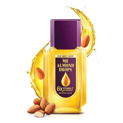 Bajaj Almond Drops Hair Oil, 95ml | 6X Vitamin E Nourishment | Light and Non-Sticky Hair Oil For Hair Fall Control
