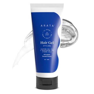 Arata Hair Styling Gel | For Strong Hold & Sleek Smooth Finish | Non-Greasy | Controls Frizz | Derma Tested | SLS, Paraben & Alcohol-Free Formula | For Men & Women 50ml