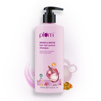 Plum Onion and Biotin Shampoo for Hairfall Control | Paraben Free | Enriched with Onion Extract, Biotin, D-Panthenol | Boosts Scalp Health | 250 ml