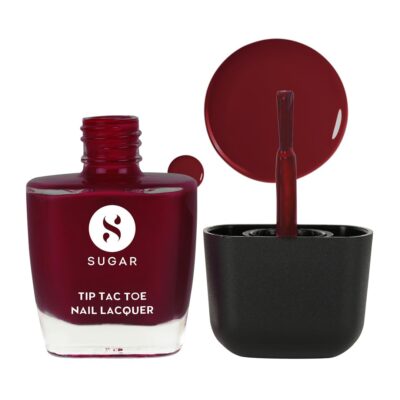 SUGAR Cosmetics Tip Tac Toe Nail Lacquer Classic | Long-lasting, 100% Chip-resistant & Glossy Finish | 10ml - 30 Maroon Meadow - 9ml
