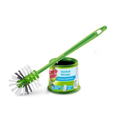 Scotch-Brite Round Toilet Brush with Holder (Green, pack of 2 piece)