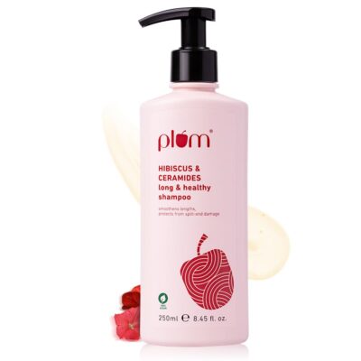 Plum Hibiscus & Ceramides Long & Healthy Shampoo | Hydrates & Conditions Hair, Prevents Split Ends |Contains Hibiscus Extracts, Ceramides |100% Vegan | 250ml