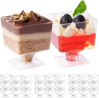 Alpha Basics 100ml Plastic Dessert Cups (Pack of 30) Pudding Serve ware Wine Glass
