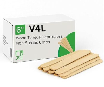 V4L Wooden Tongue Depressor Sticks 6 Inch | Multipurpose Wood Sticks for Waxing, Craft, Ice Cream, Medical & Salon Use | Smooth Finish, Durable Wooden Stick (100)