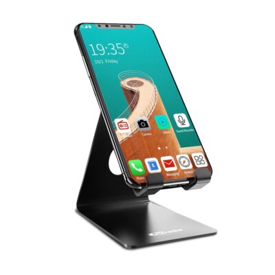 Portronics MODESK Universal Mobile Holder Stand with Metal Body, Anti-Skid Design, Light Weight for All Smartphones, Tablets, Kindle, iPad (Black)