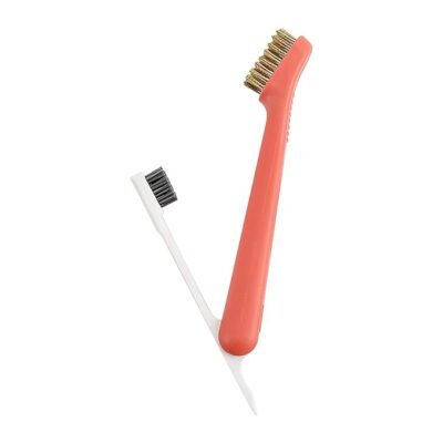 Multi-Purpose Gas Stove Cleaning Brush, Stainless Steel Handle, Soft Bristles, Medium Size, 8x12x10 cm, Multicolour