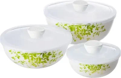 CELLO Royale Mixing Bowl Set 3 Pcs with Lid pk6 - Green Orchard