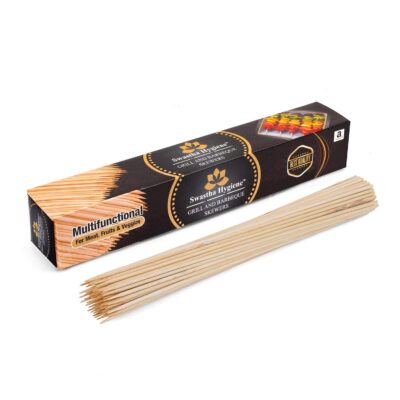 (12 inch - 3mm) 80-100 Sticks Bamboo Skewers for Grill | Kabab/Burger/Barbecue Sticks/Potato Stick