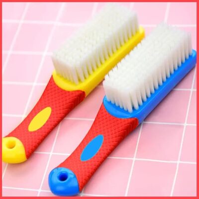 Wolpin Bathroom Cleaning Brush (Pack of 2) | Sink Brush Shoe Brush Multipurpose Polypropylene Cleaning Tool for Home Kitchen Washbasin - Red & Blue