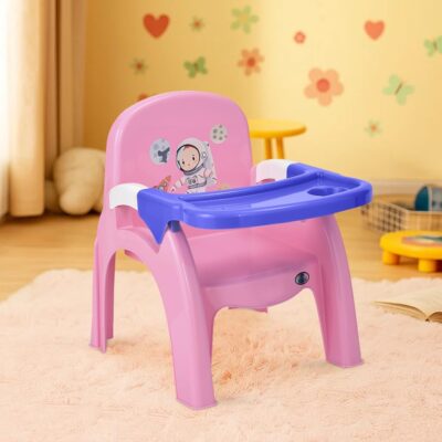 Nilkamal Wonder Plastic Baby Desk Chair with Removable Tray | 3-Year Warranty | Multipurpose Toddler Chair for Eating, Feeding, Learning | High Backrest Kids Seating for 6 Months to 5 Years