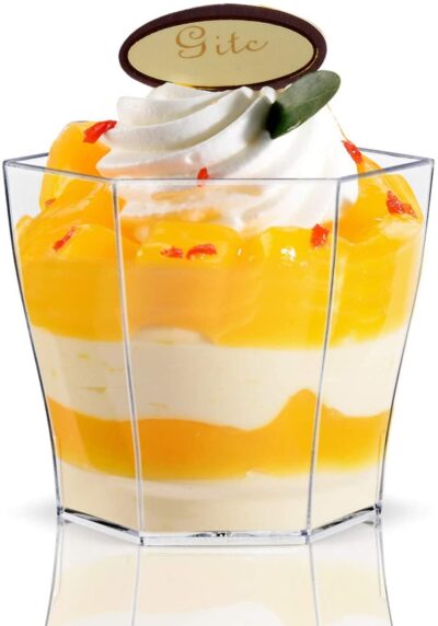 Alpha Basics Hexa 50ml Plastic Mousse Dessert Cups (Pack of 20)