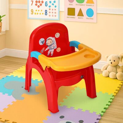 Nilkamal Wonder Plastic Baby Desk Chair with Removable Tray | 3-Year Warranty | Multipurpose Toddler Chair for Eating, Feeding, Learning | High Backrest Kids Seating for 6 Months to 5 Years