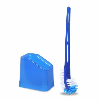 HIC HAMARA INDIA CLEAN Plastic Double Hockey Shape Toilet Cleaner Brush With Holder Stand, Toilet Cleaning Brush For Western And Indian Toilet, Bathroom Brush For Toilet Cleaning