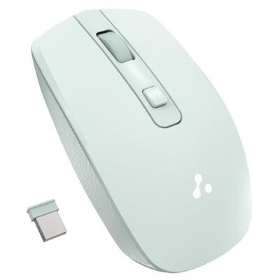 Ambrane Wireless Mouse with 2.4GHz, USB Nano Dongle, Silent Click, Optical Orientation Click Wheel, 4 Buttons, 1600 Adjustable DPI, Both Hand Use, Compatible with PC, Mac, Laptop (Sliq 3, Green)