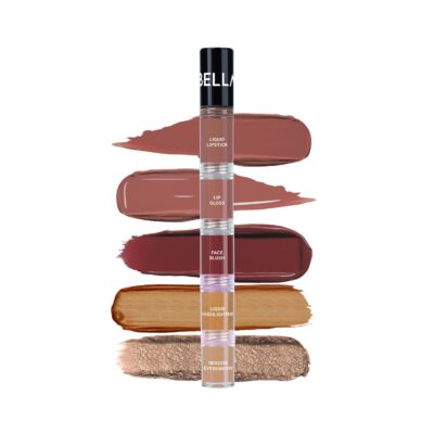 Bellavita High Five 5-in-1 Face Glam Makeup Stack- Eyeshadow, Highlighter, Lip Gloss, Lipstick & Blush | Long-Lasting, Smudge-Proof, Travel-Friendly | Fresh Face | 4.3ml