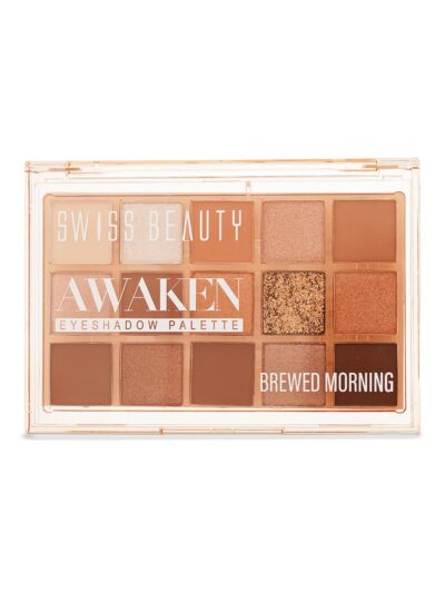 Swiss Beauty Awaken Eyeshadow Palette | Matte + Shimmer Finish | Long-Lasting | Blendable | Shade- 1. Brewed Morning, 11g