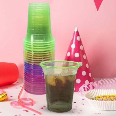 EKAN Colorful Glasses for Celebrations, Parties and Halloween Use and Throw Transparent Glasses for Cold Drinks and Juices Set of 25pcs Pack of 1