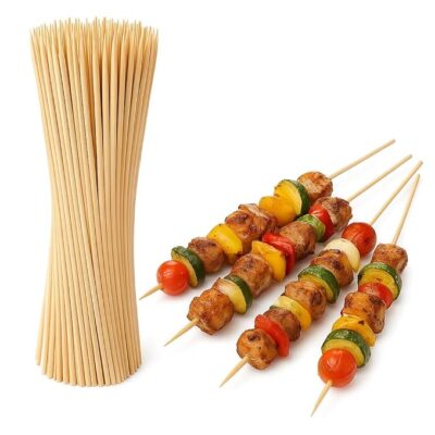 Dharvya - Bamboo Skewers Sticks [8 inches, 3mm] [120 Sticks] | Barbeque Stick for Microwave Oven and Pan | Wooden Skewers for Grilling Kabab Stick | Barbeque Grill Stick (120, 8 Inch)