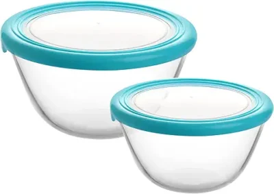 CELLO Ornella Toughened Glass Mixing Bowl with Premium Lid | Microwave Safe & Dishwasher Safe | Clear & Non- Porous Glass |