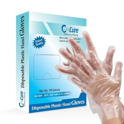 Disposable Plastic Hand Gloves Pack of 100 Pcs | Hand gloves for Cooking, Dishwashing, Hair Coloring, Cleaning | Latex-Free, Food Safe, Kitchen Gloves For Cutting Vegetables