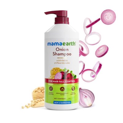 Mamaearth Onion Shampoo for Hair Growth and Hair Fall Control with Onion and Plant Keratin | Reduces Hair Fall | Strengthens & Smoothens Hair | For Men & Women | 1 Litre