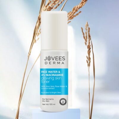Jovees Derma 4% Niacinamide & Rice Water Toner Enriched With Rice Extracts for Glass Skin Glow | Hydrates Skin, Fades Blemishes & Pore Tightening Mist | Normal to Dry Skin | 100ml
