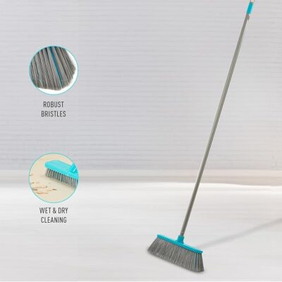 Presto! Mark Push Plastic Broom, Ideal for Wet & Dry Surface Floor Cleaning (Turkish Green)