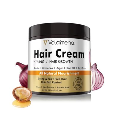 Volamena Onion & Argan Oil Hair Cream for Hair Growth & Fall Control – Nourishing Formula for Men & Women, 120 ml – Strengthens, Revitalizes, and Restores Shine