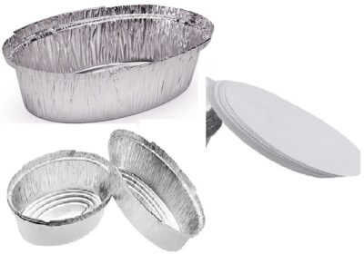 Aluminium Silver Foil Container 600ml, Food Storage Disposable Containers with Lid for Kitchen (100, 600 ml) Silver