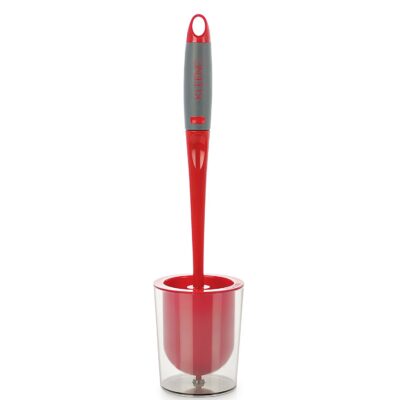 Kleeno by Cello Premium Plastic Toilet Brush with Holder (Red and Grey, Pack of 2 Piece)