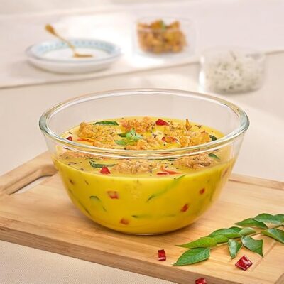 Borosil 4.4 L Round Shape Serving & Mixing Bowl | Made in India Borosilicate Glass Bowl for Kitchen & Dinning | Bowl for Mixing Dough, Salad, Batter, Pasta | Microwave & Dishwasher Safe | Transparent