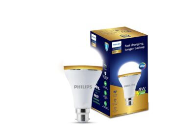 Philips 9W B22 LED Emergency Bulb | 2x Fast Charging LED Bulb for Power Cuts & Longest Backup upto 5 hrs | Color: Crystal White | Pack of 1 | Gold Perform Series