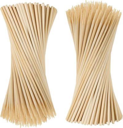 Natural Bamboo Sticks Skewer (3 MM, 4 INCHES, Pack of 50), Natural Wooden Barbecue Kabob Skewers, Best for Grill, BBQ, Kebab, Marshmallow Roasting or Fruit Sticks Cocktails