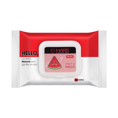 MARS Refreshing Wet Wipes for Face| Facial Cleansing | Refreshing & Skin Hydration| Soothing for skin | pH Balance & Alcohol Free | Nourishing with Fruit extract | 25 Wipes (Watermelon)