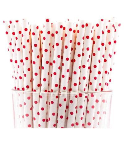 deziine®Disposable White Paper Striped Straws – 6mm Drinking Size – Pack of 25 Eco-Friendly Biodegradable Compostable Straws – Ideal for Parties, Events, Cafés, Restaurants, and Everyday Beverages